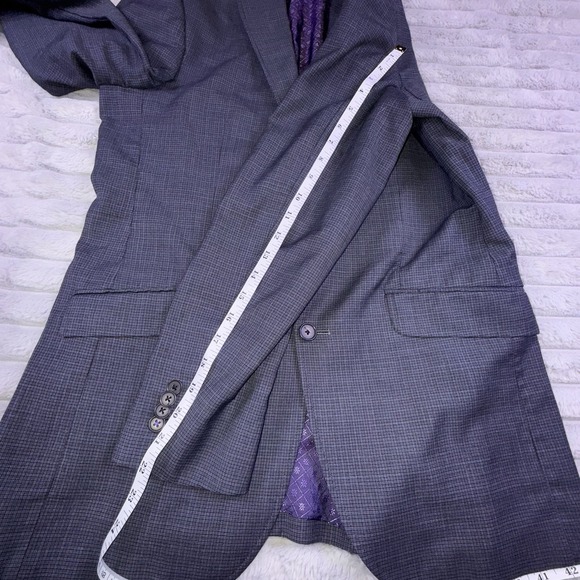 Ted Baker Blazer 40R Blue Black Check Endurance Single Breasted Suit Jacket - Picture 9 of 13